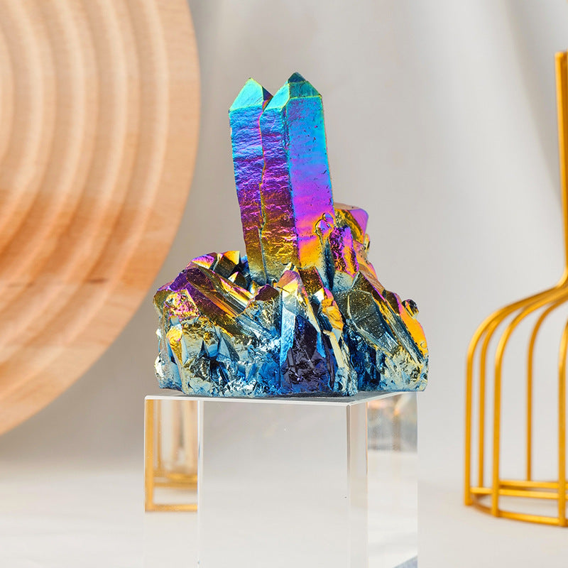 Natural Crystal Electroplating Colorful Cluster Ornaments