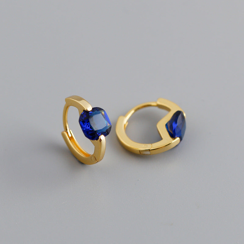 S925 Silver Multi-color Zircon Round Earrings