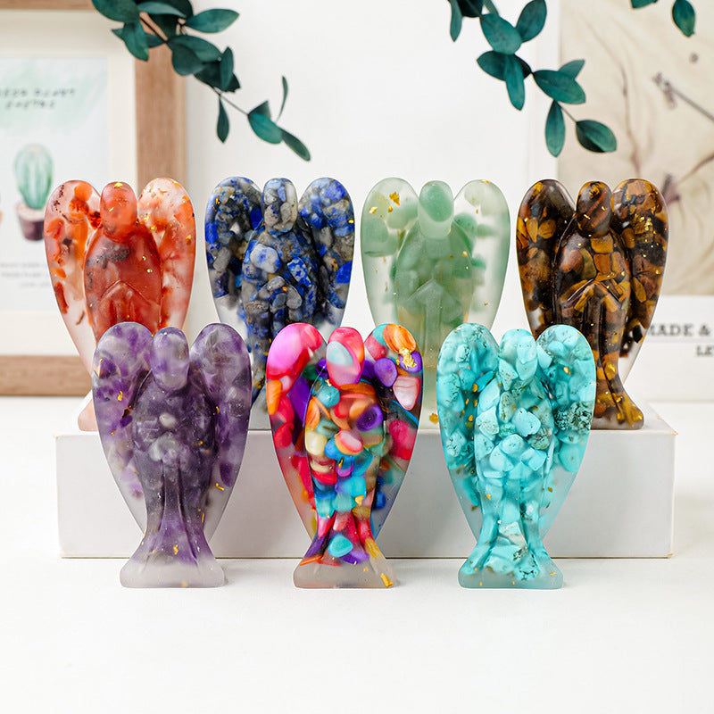 Natural Crystal Gravel Glue Angel Ornaments