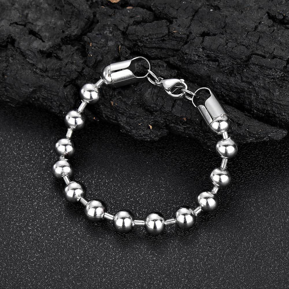 8mm Men's Beaded Chain Bracelet