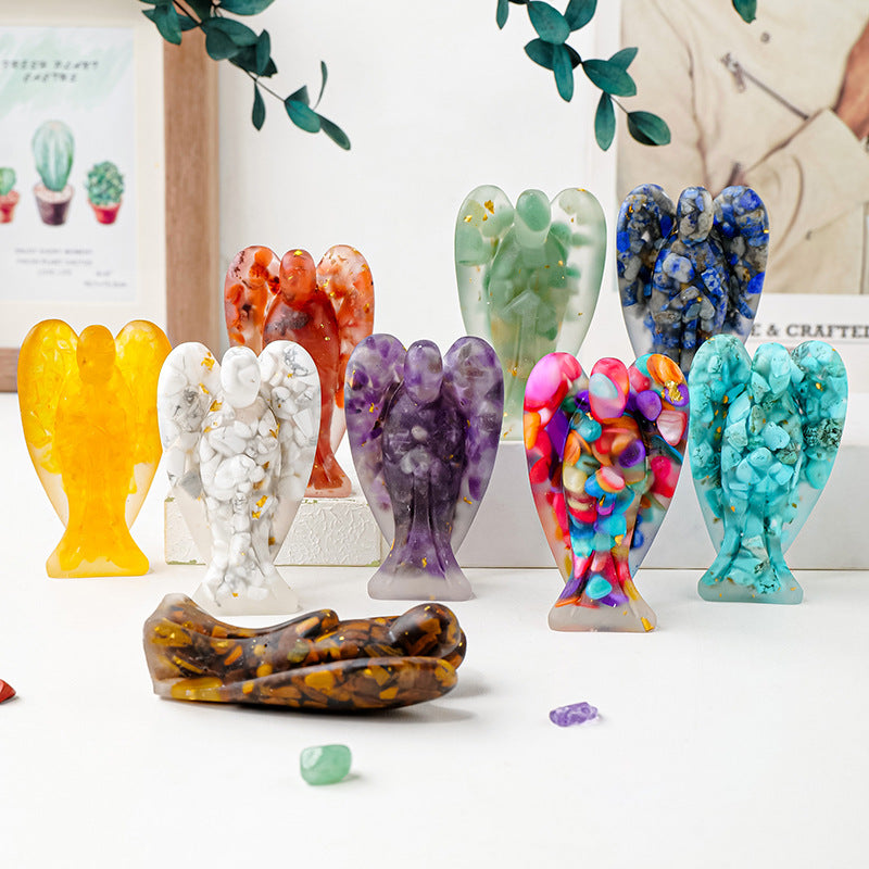 Natural Crystal Gravel Glue Angel Ornaments