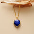 Natural Stone Amethyst Heart 18K Gold Plated Pendant Necklace