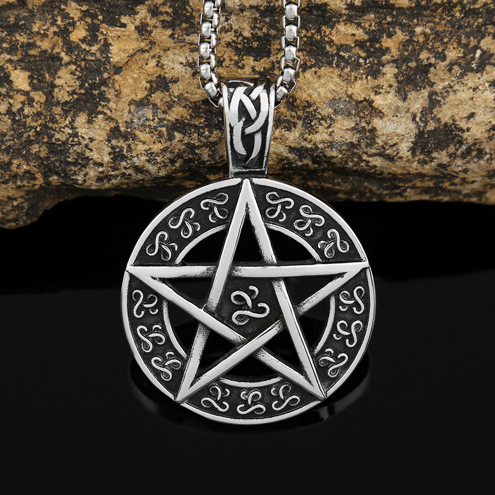 Viking Style Five-pointed Star Medal Necklace