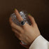 Fashion OL Black Agate Hollow Ring