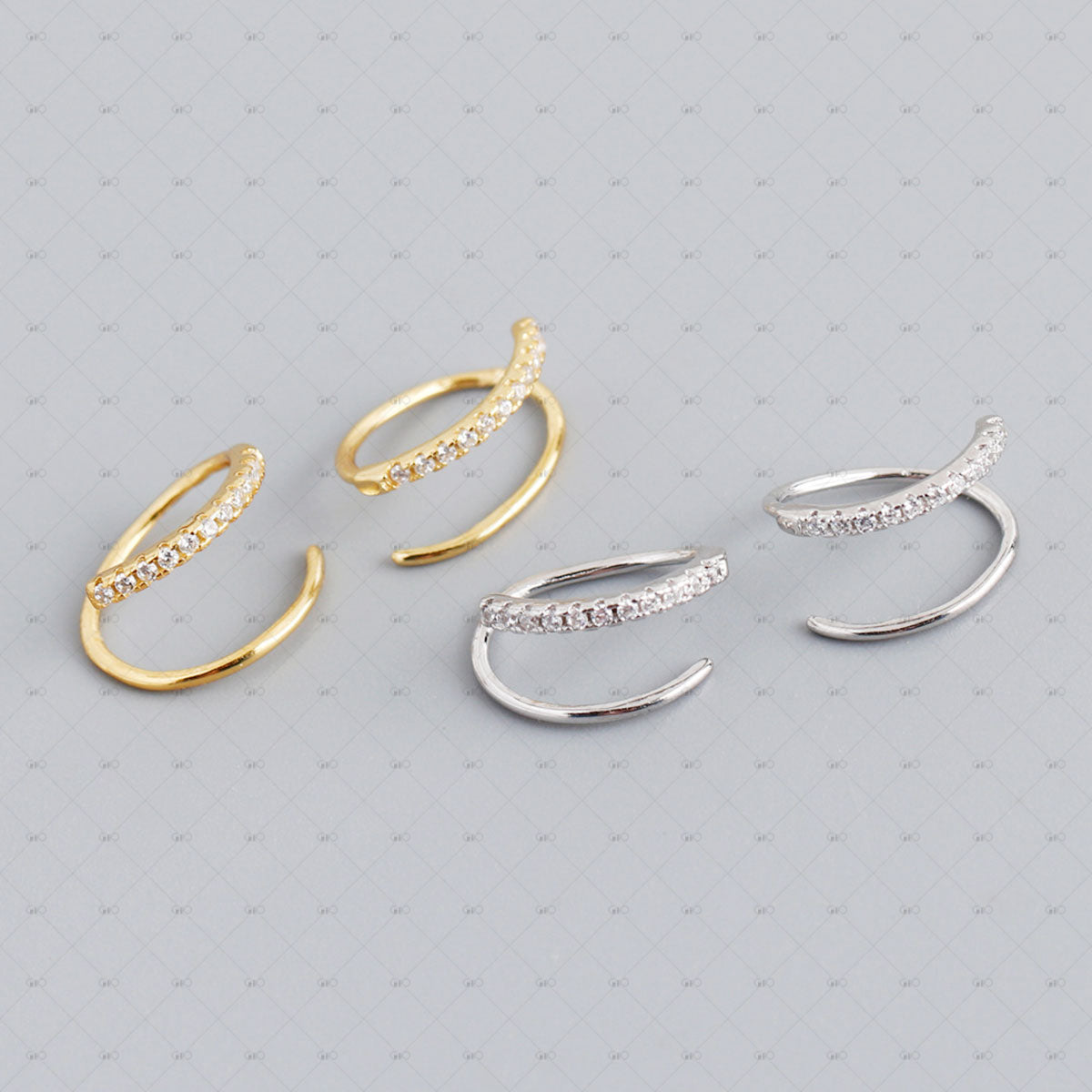 S925 Silver Zircon Hoop Earrings