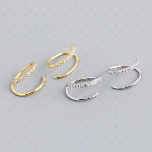 S925 Silver Zircon Hoop Earrings