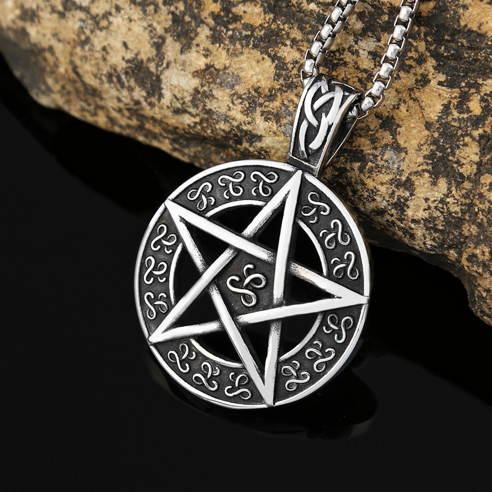 Viking Style Five-pointed Star Medal Necklace