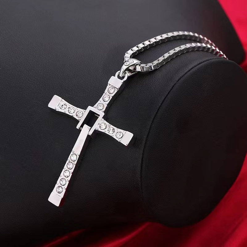 Men's Cross Necklace, Stainless Steel Twistable Cross Pendant