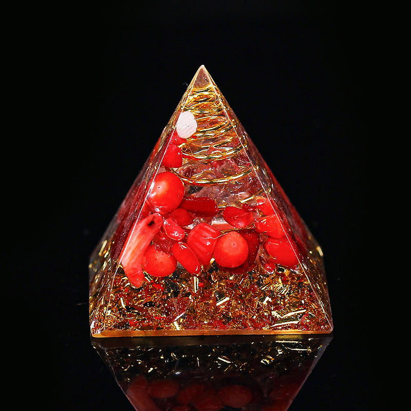 Crystal Gravel Chakra Epoxy Pyramid Ornaments