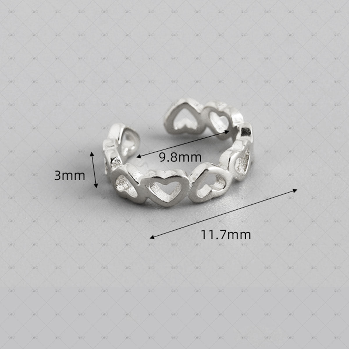 S925 Silver Hollow Heart Shape Stitching Round Ear Clip Earrings