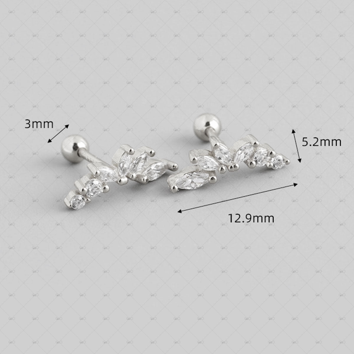 S925 Silver Geometric Zircon Screw Bead Earrings