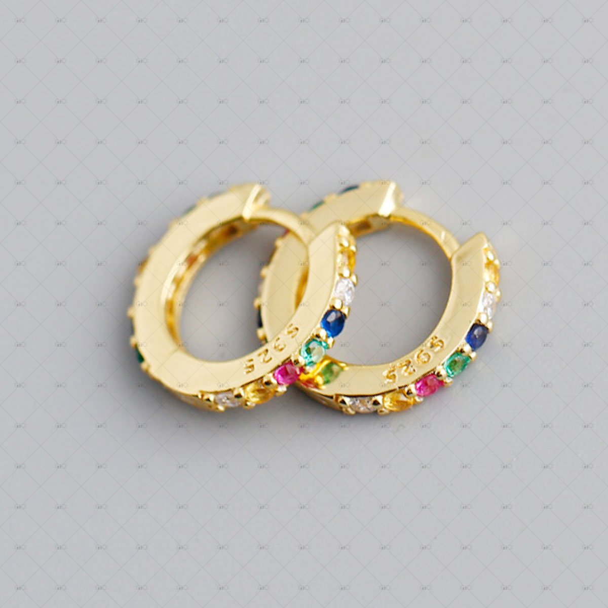 S925 Silver Round Multi-color Zircon Earrings