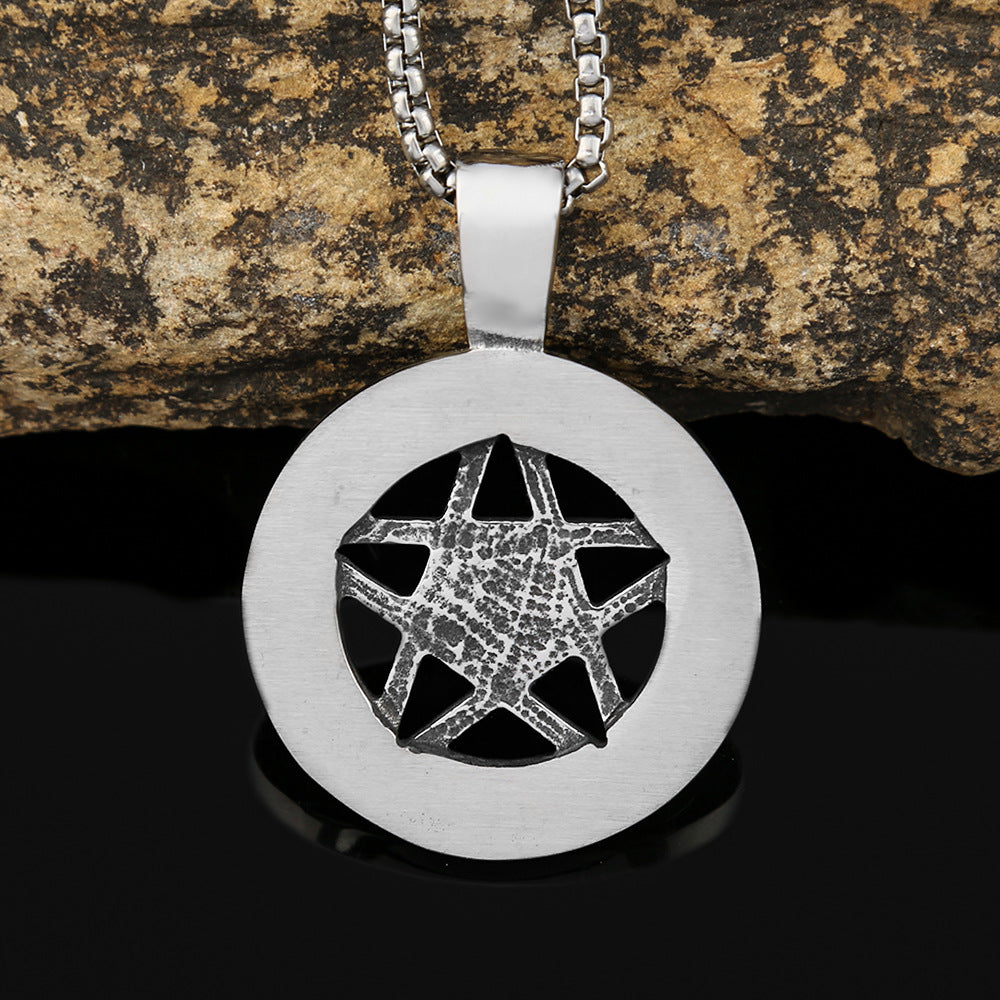 Viking Style Five-pointed Star Medal Necklace