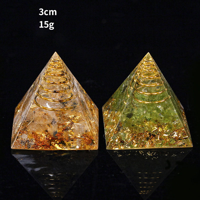 Crystal Gravel Chakra Epoxy Pyramid Ornaments