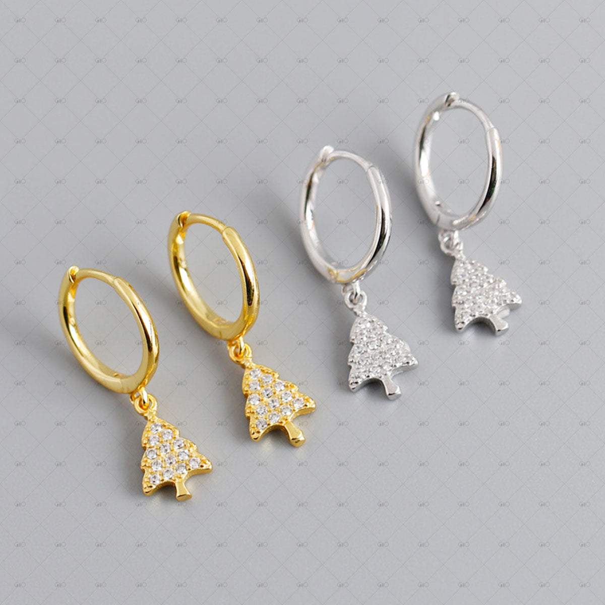 S925 Silver Christmas Tree Shape Zirconia Earrings