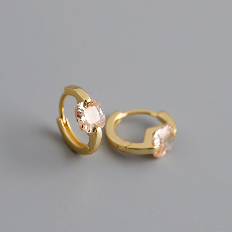 S925 Silver Multi-color Zircon Round Earrings