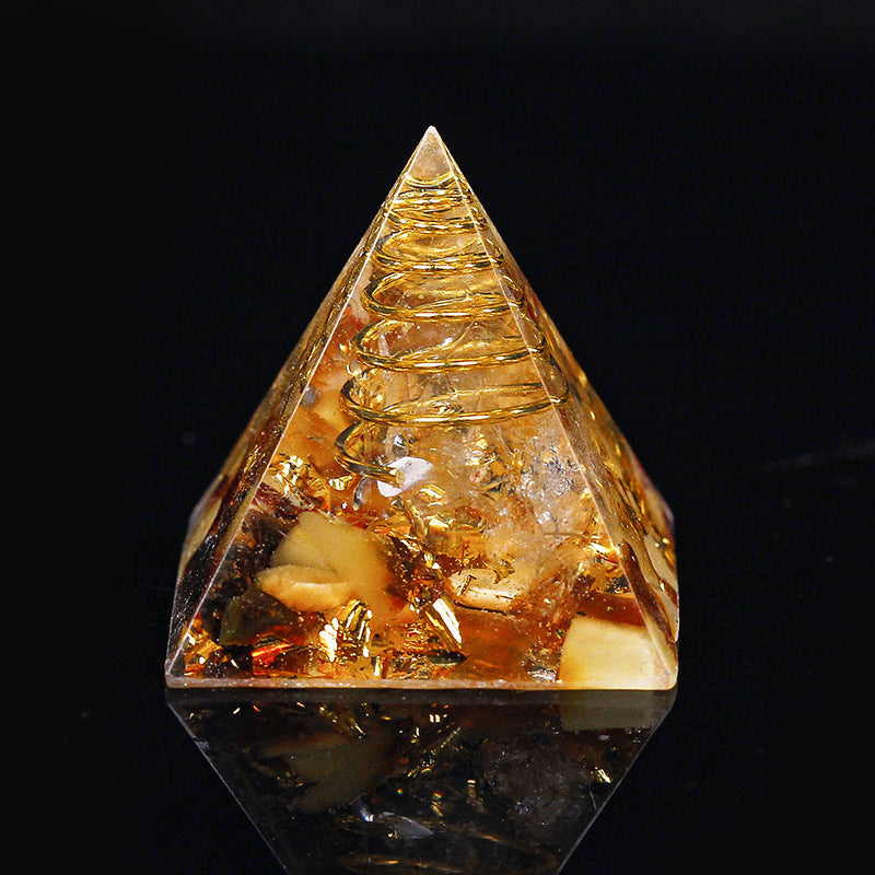 Crystal Gravel Chakra Epoxy Pyramid Ornaments