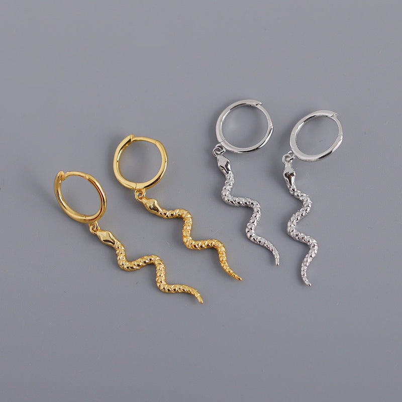 S925 Silver Snake Animal Earrings