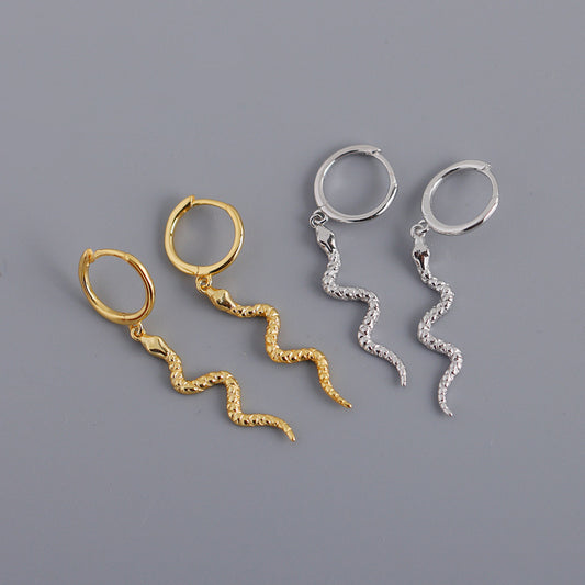 S925 Silver Snake Animal Earrings