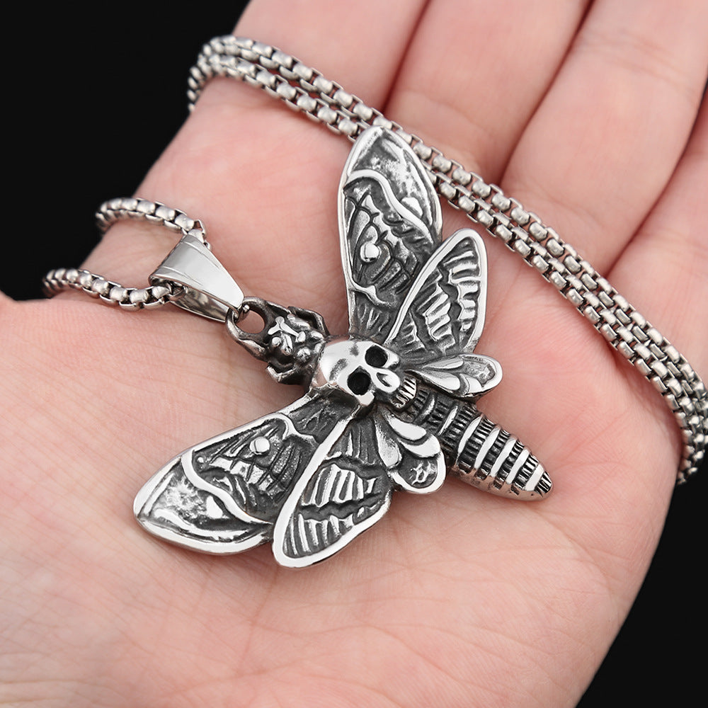 Viking Style Moth Skull Necklace