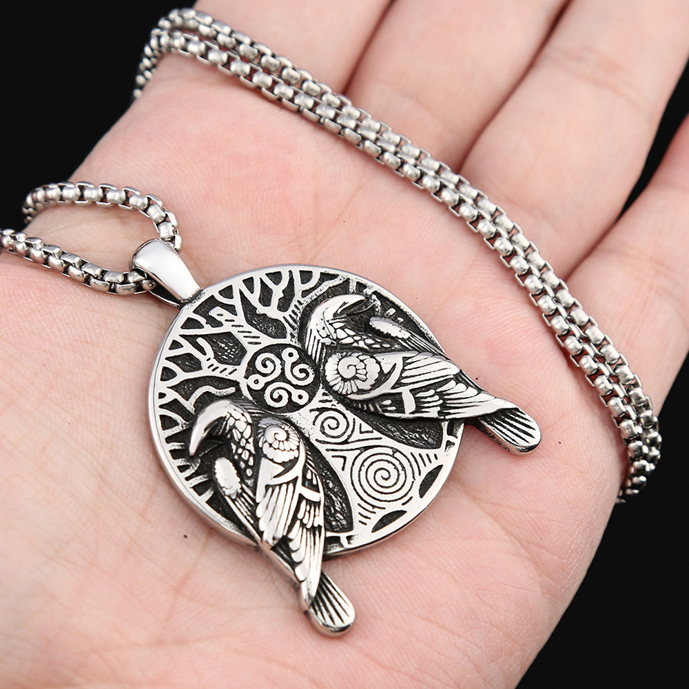 Viking Style Odin's Raven Necklace