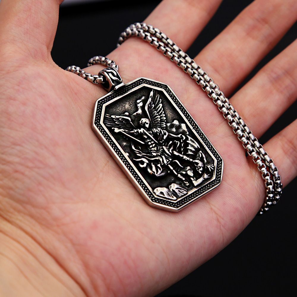 Viking Style Square Pendant Necklace