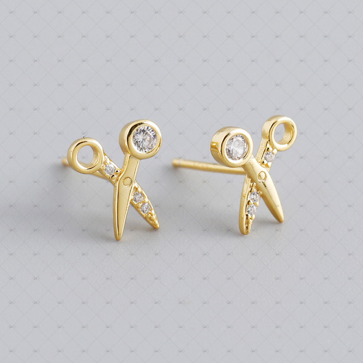 S925 Silver Cute Scissor Shape Zircon Earrings