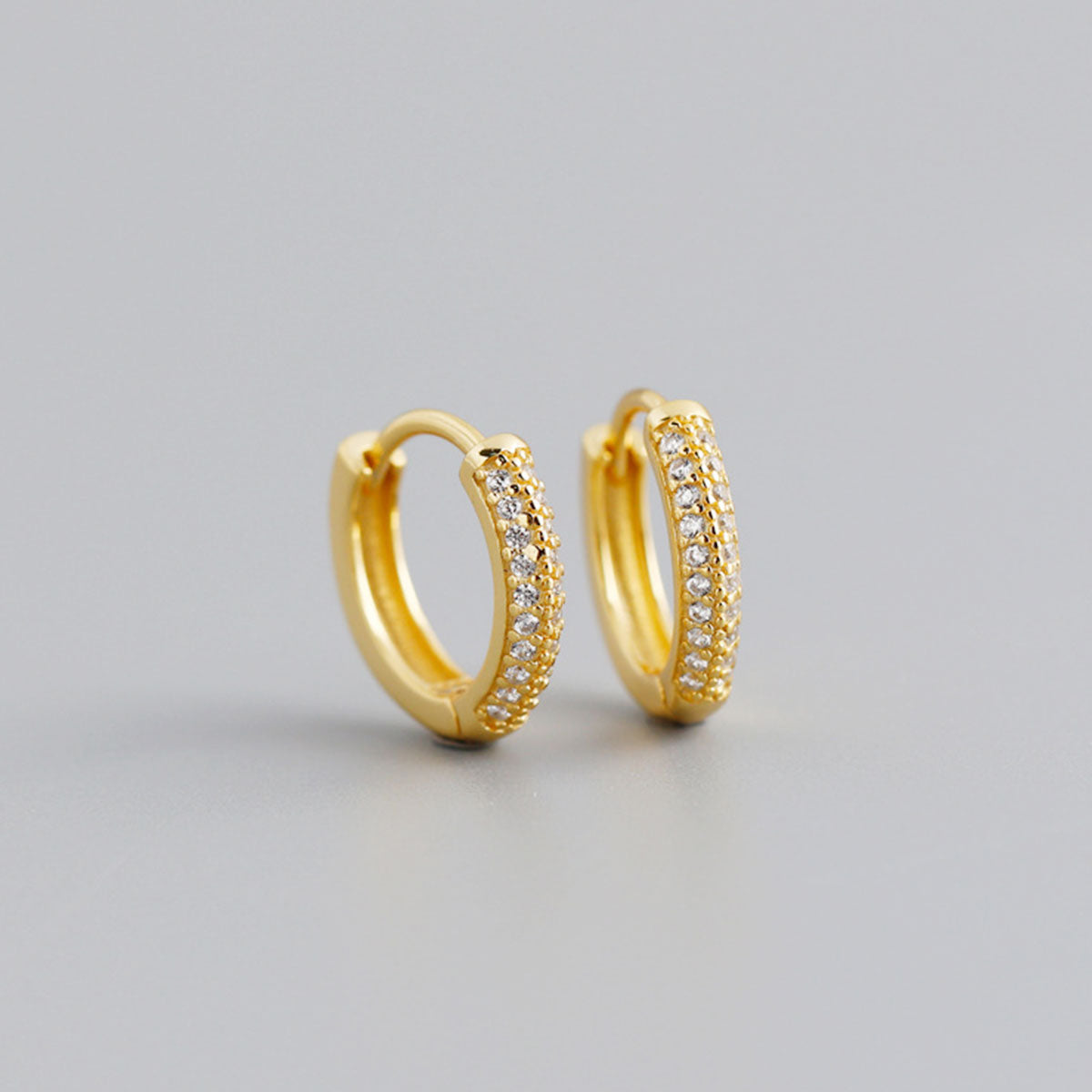 S925 Silver Zircon Round Earrings