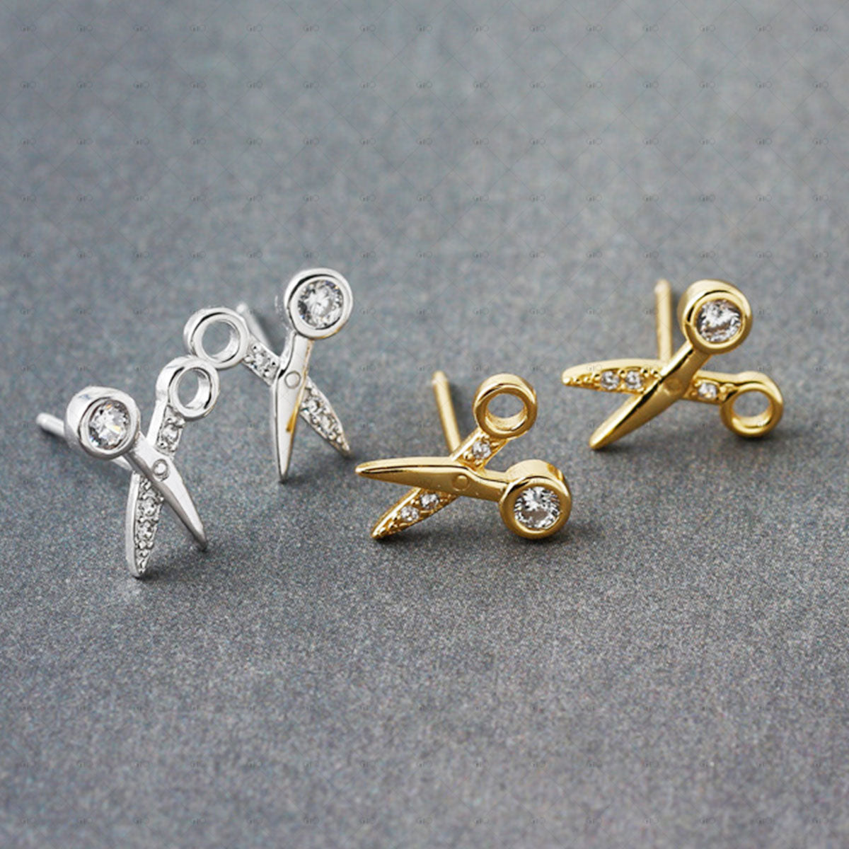 S925 Silver Cute Scissor Shape Zircon Earrings