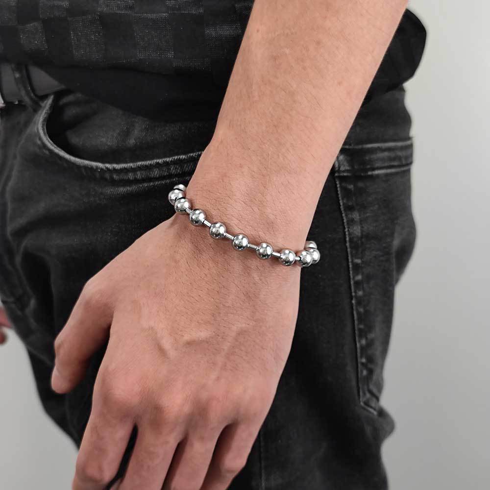 8mm Men's Beaded Chain Bracelet