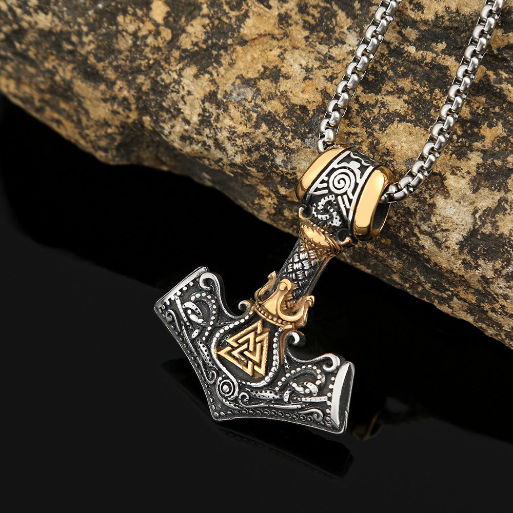 Viking Style Thor's Hammer Odin Necklace