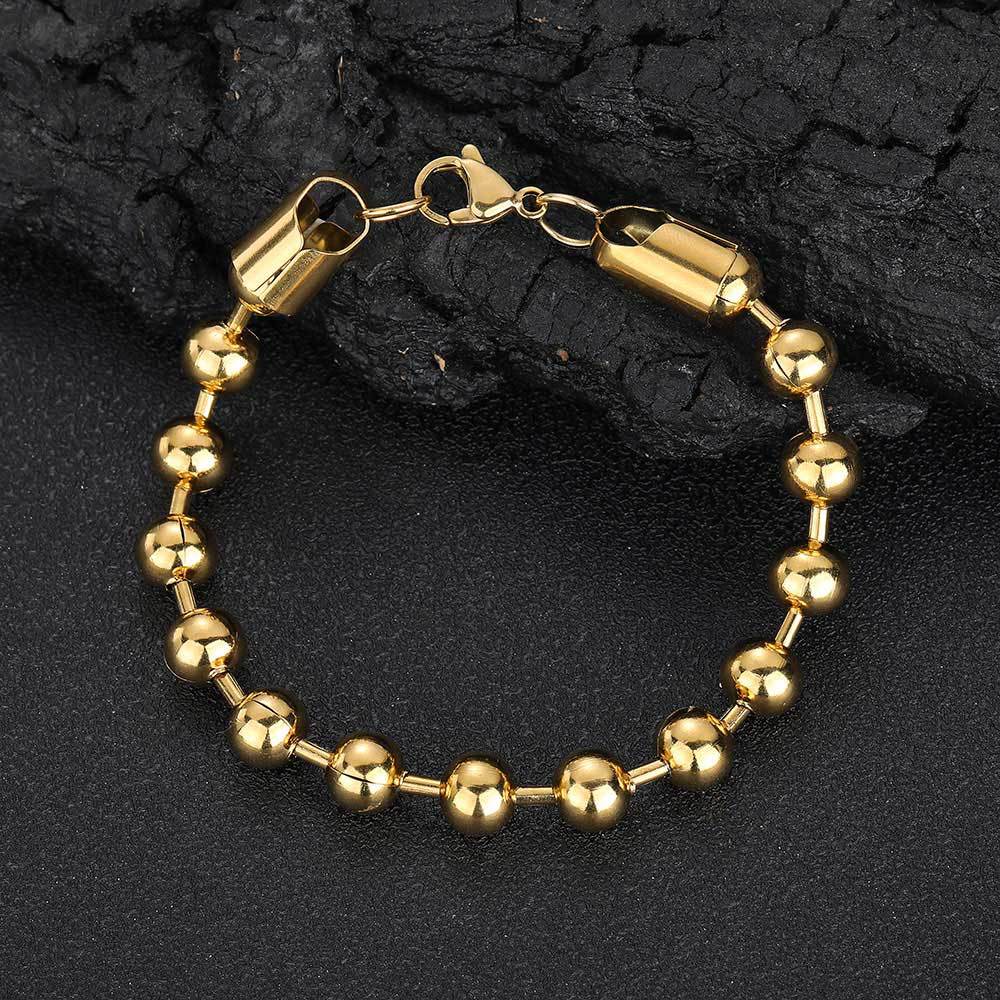 8mm Men's Beaded Chain Bracelet