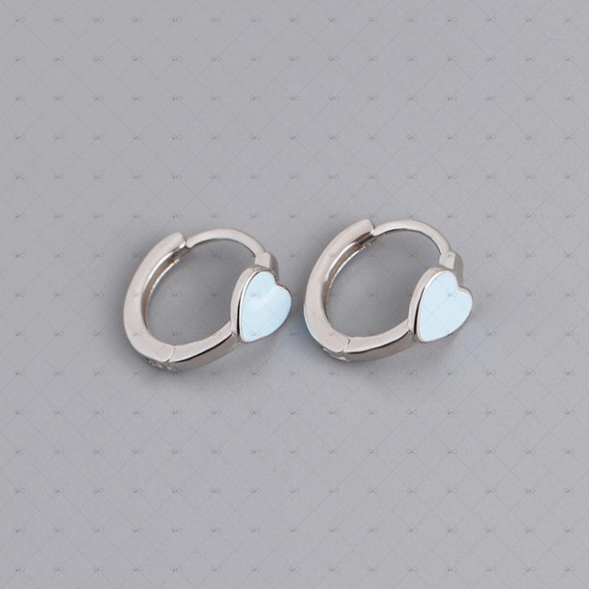 S925 Silver Love Shape Multi-Color Oil Drop Round Earrings