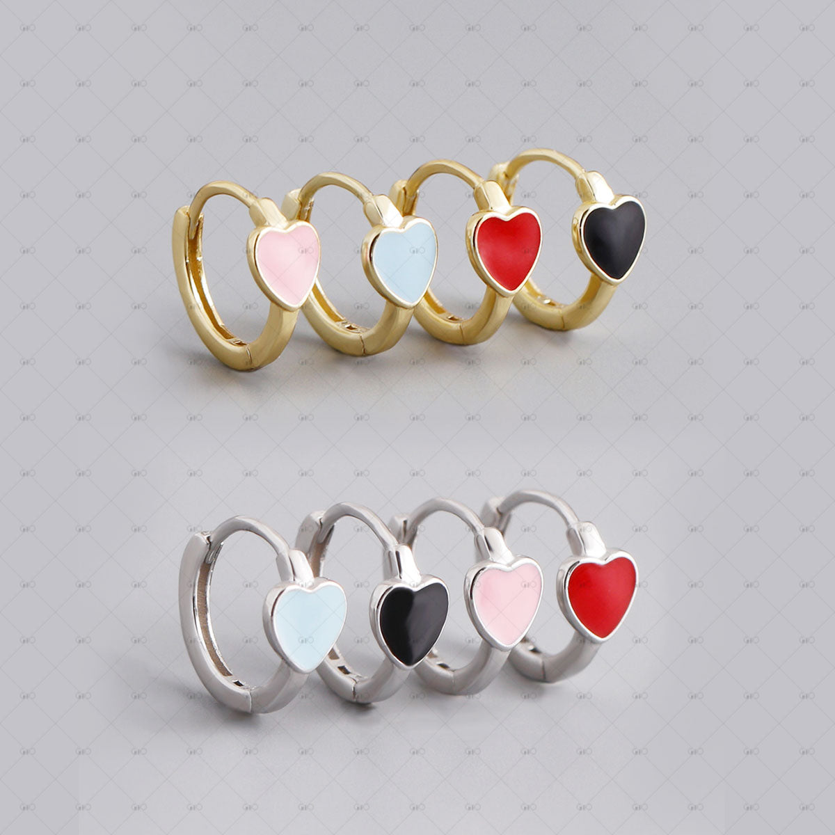 S925 Silver Love Shape Multi-Color Oil Drop Round Earrings