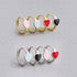 S925 Silver Love Shape Multi-Color Oil Drop Round Earrings
