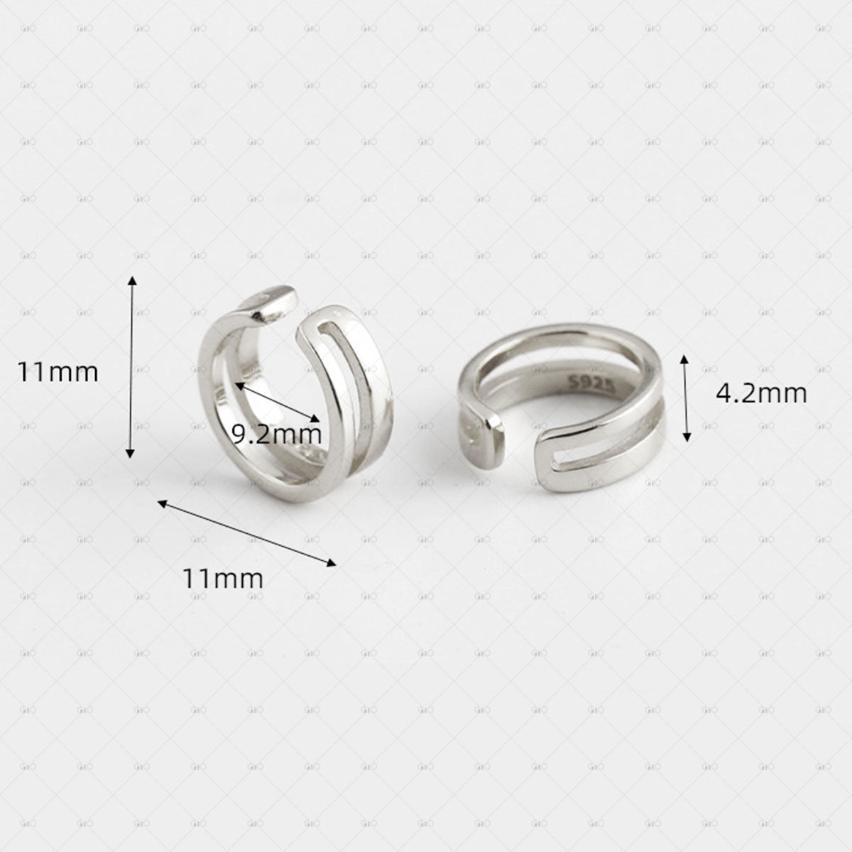 S925 Silver Double Layer Ear Bone Buckle Round Ear Clip