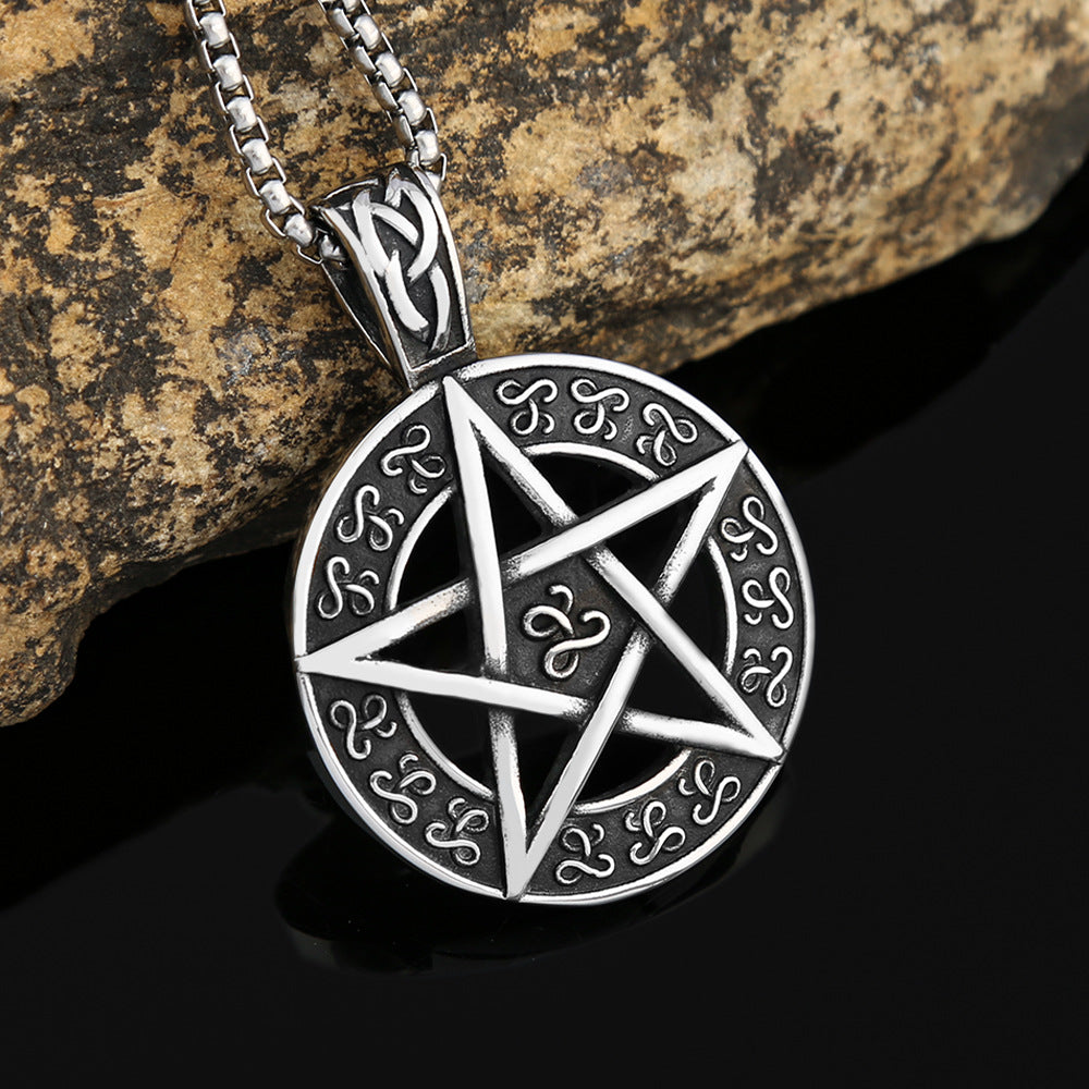 Viking Style Five-pointed Star Medal Necklace