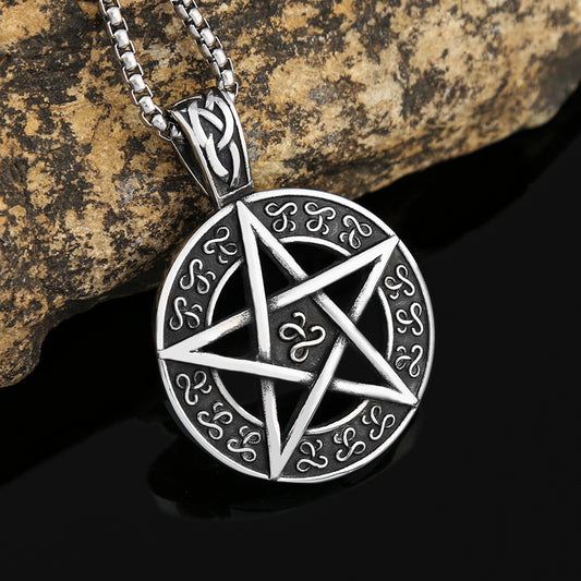 Viking Style Five-pointed Star Medal Necklace