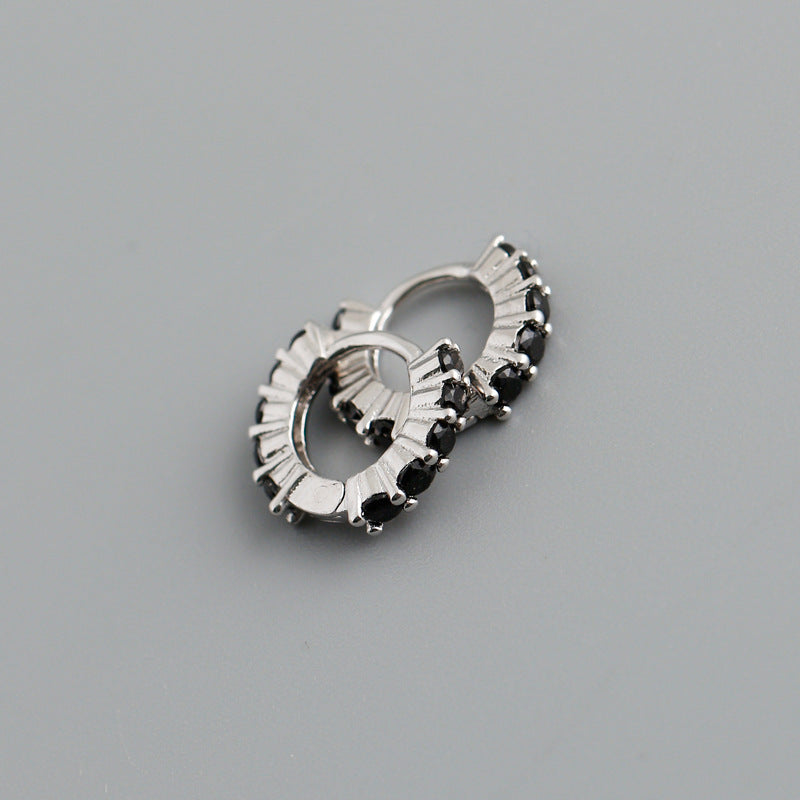 S925 Silver Circle Inlaid Zirconia Earrings