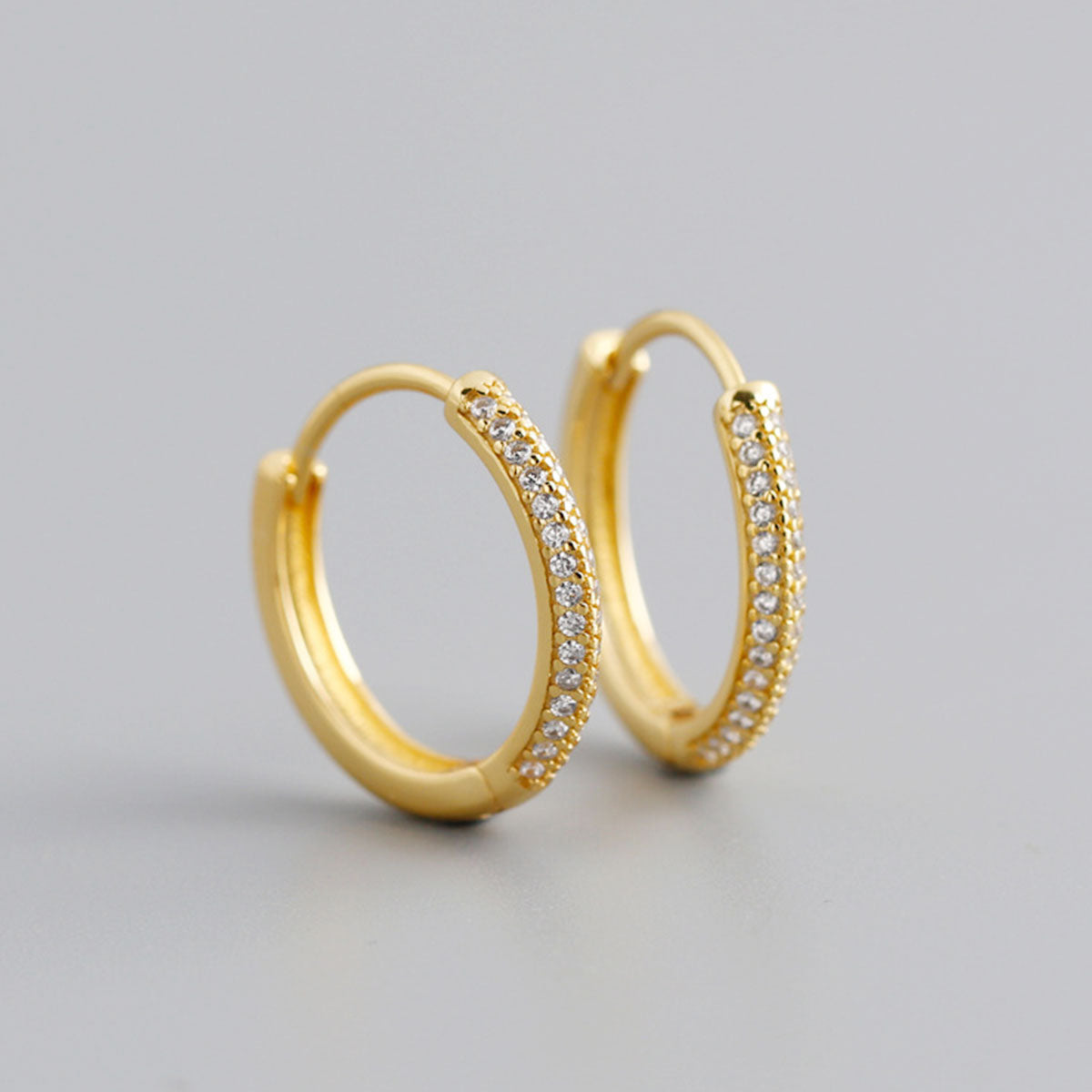 S925 Silver Zircon Round Earrings