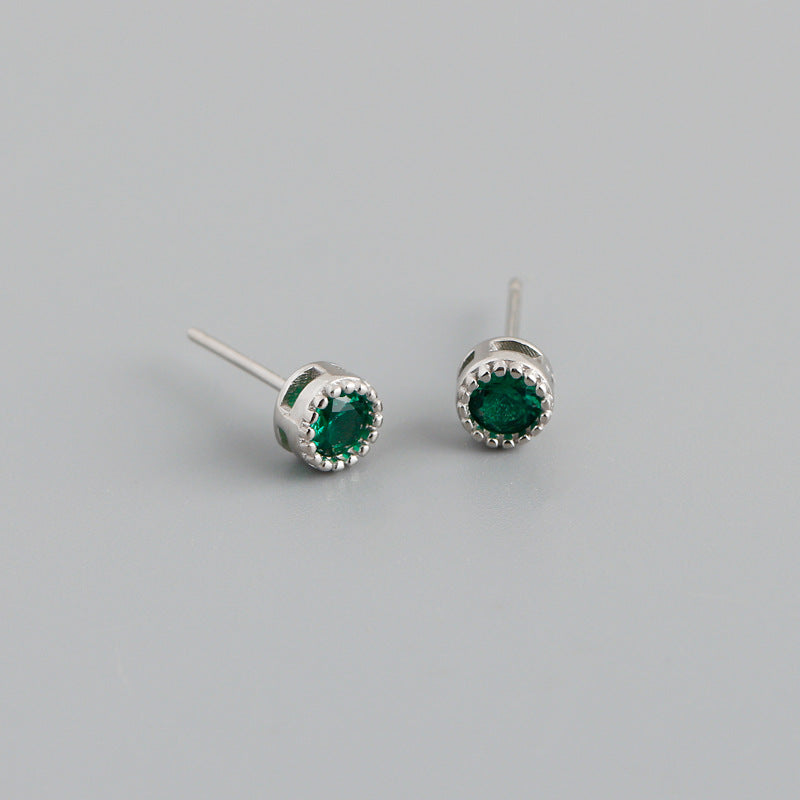 S925 Silver Multi-Color Zircon Round Earrings