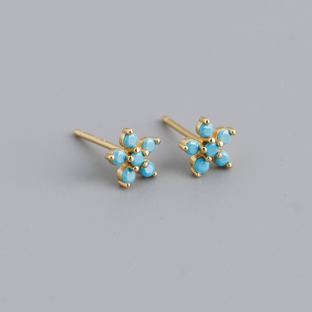 S925 Silver Multi-color Flower-shaped Zircon Earrings