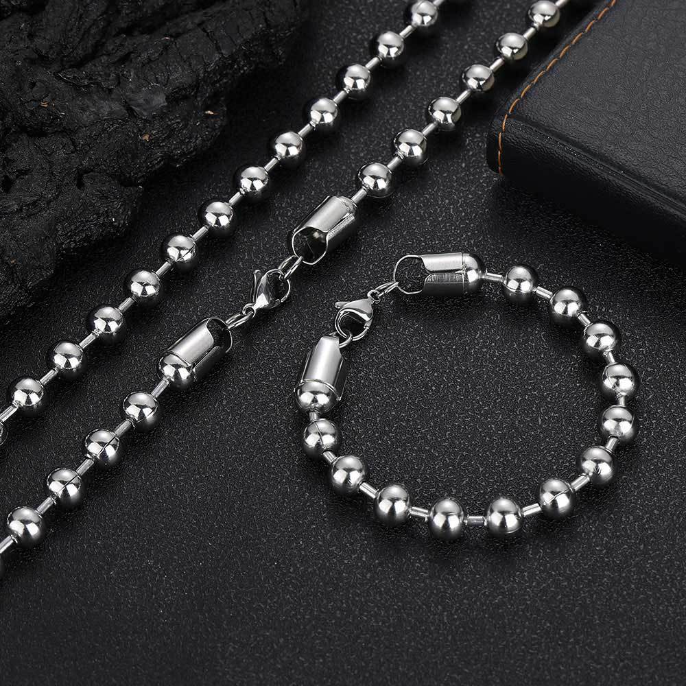 8mm Men's Beaded Chain Bracelet