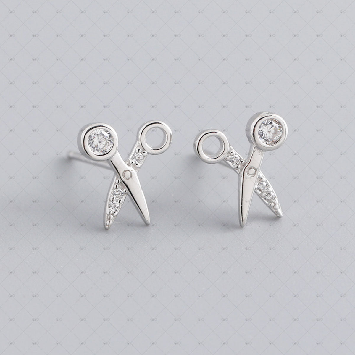 S925 Silver Cute Scissor Shape Zircon Earrings