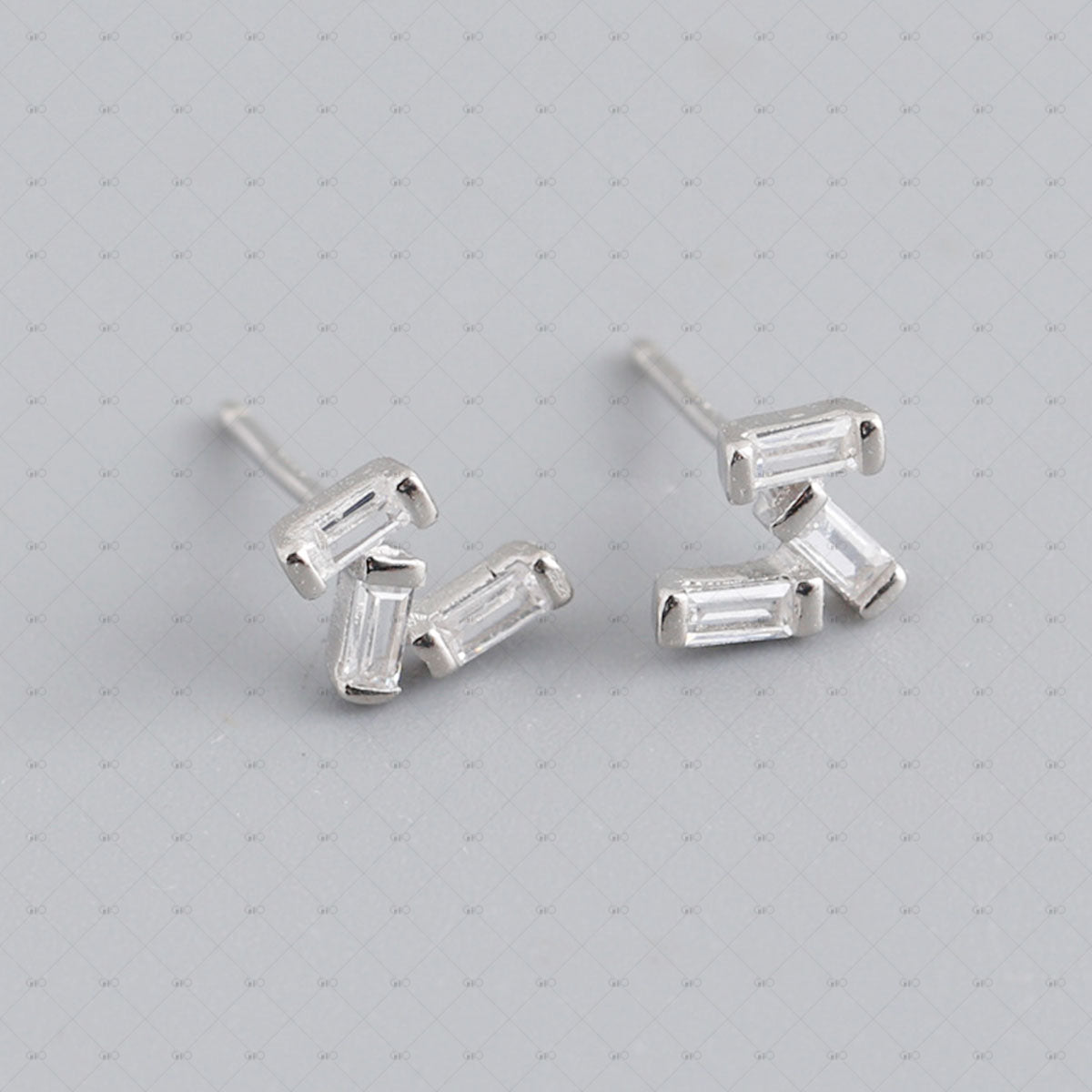 S925 Silver Small Square Colored Zirconia Earrings