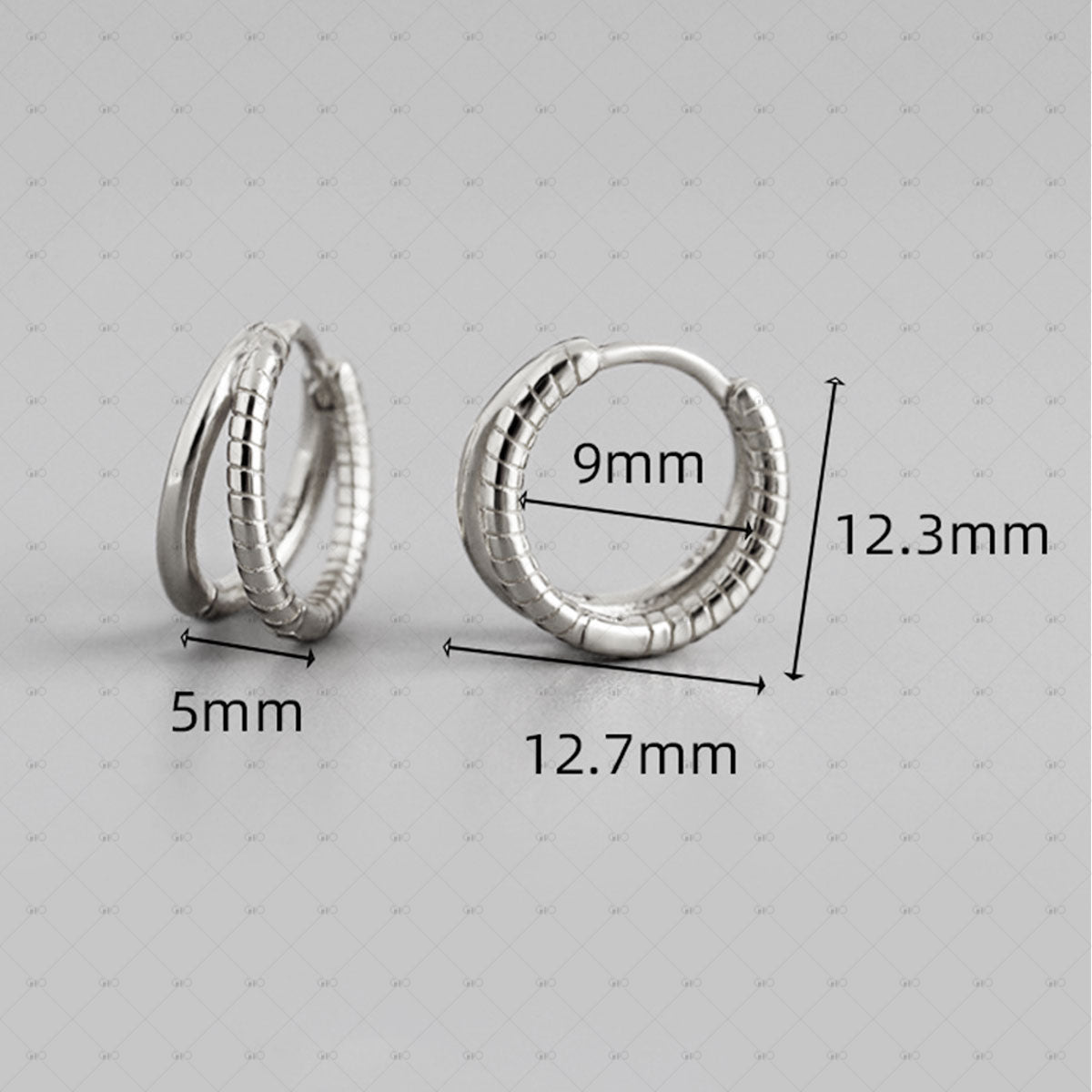 S925 Silver Double Circle Thread Design Earrings