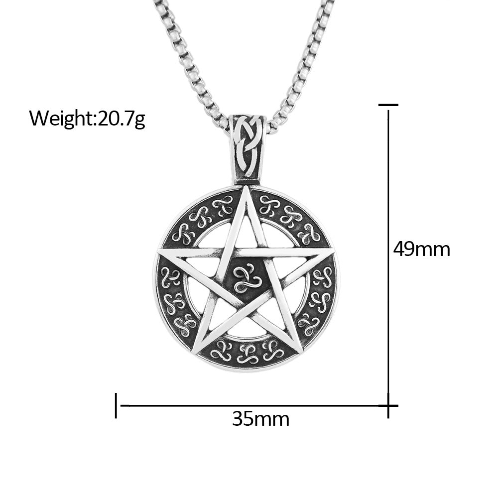 Viking Style Five-pointed Star Medal Necklace