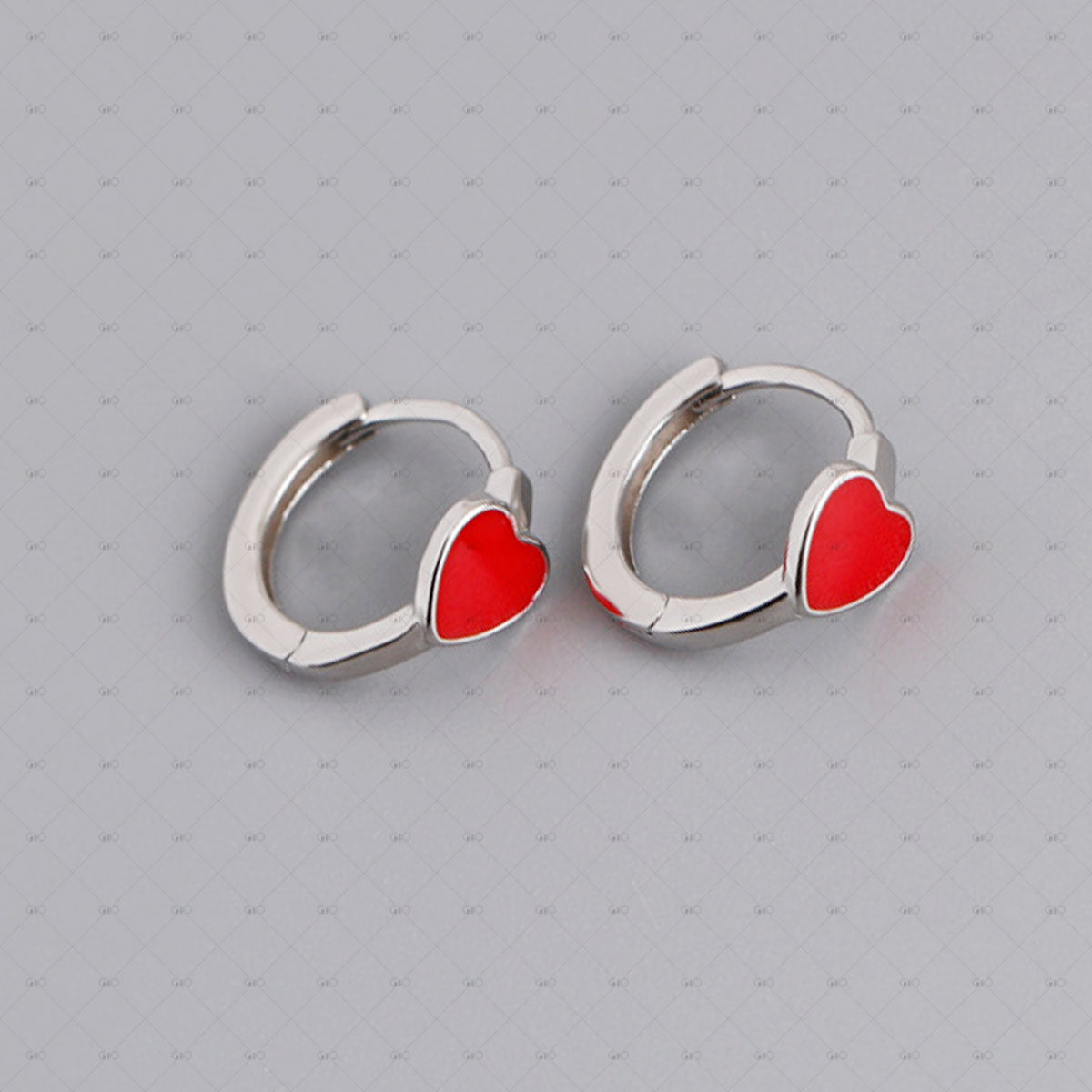 S925 Silver Love Shape Multi-Color Oil Drop Round Earrings