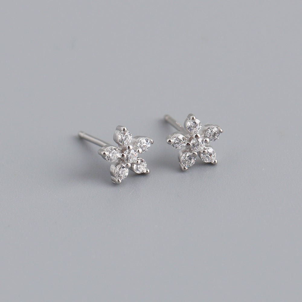 S925 Silver Multi-color Flower-shaped Zircon Earrings