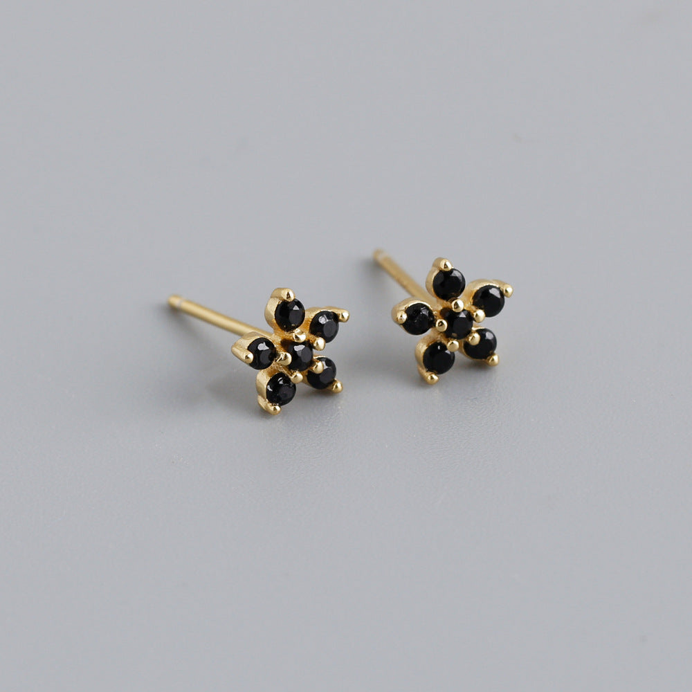 S925 Silver Multi-color Flower-shaped Zircon Earrings